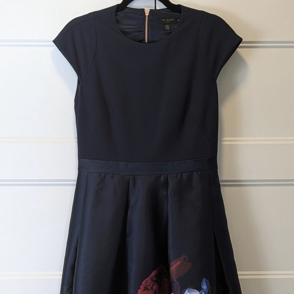 TED BAKER Valkia Blushing Bouquet Fit & Flare Midi Dress Size 3 / US 8 - Picture 2 of 15